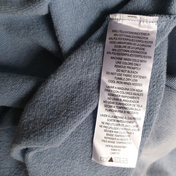 Calvin Klein Jeans Baby Blue Raw Hem Distressed Logo Comfy Hoodie  Sweatshirt MD - Picture 12 of 15